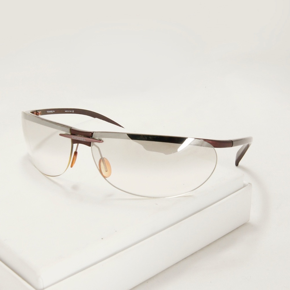 Vintage Y2K 2000s Chanel 6003 Rimless Gradient Sport Burgundy Sunglasses